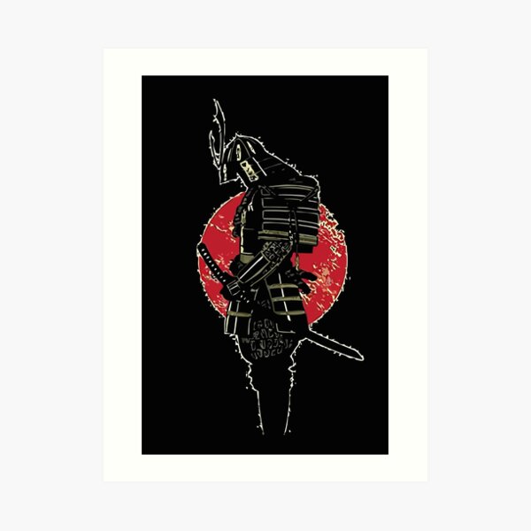 Red Moon Samurai Art Prints Redbubble - samurai mask roblox