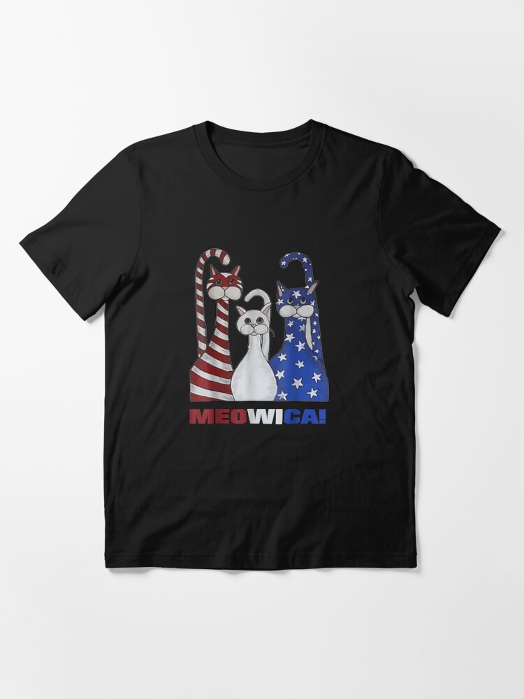 Red Blue White Cat American Flag Patriotic Plus Size Kids T-Shirt