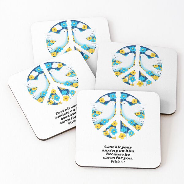Item preview, Our love to Ukrain, peace doves - Bible Text Peter 5:7 designed and sold by Mechanical-Artt.