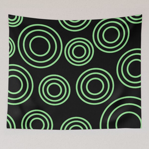 Item preview, Green Black Seamless Geometric Circle Pattern designed and sold by risingrocket.