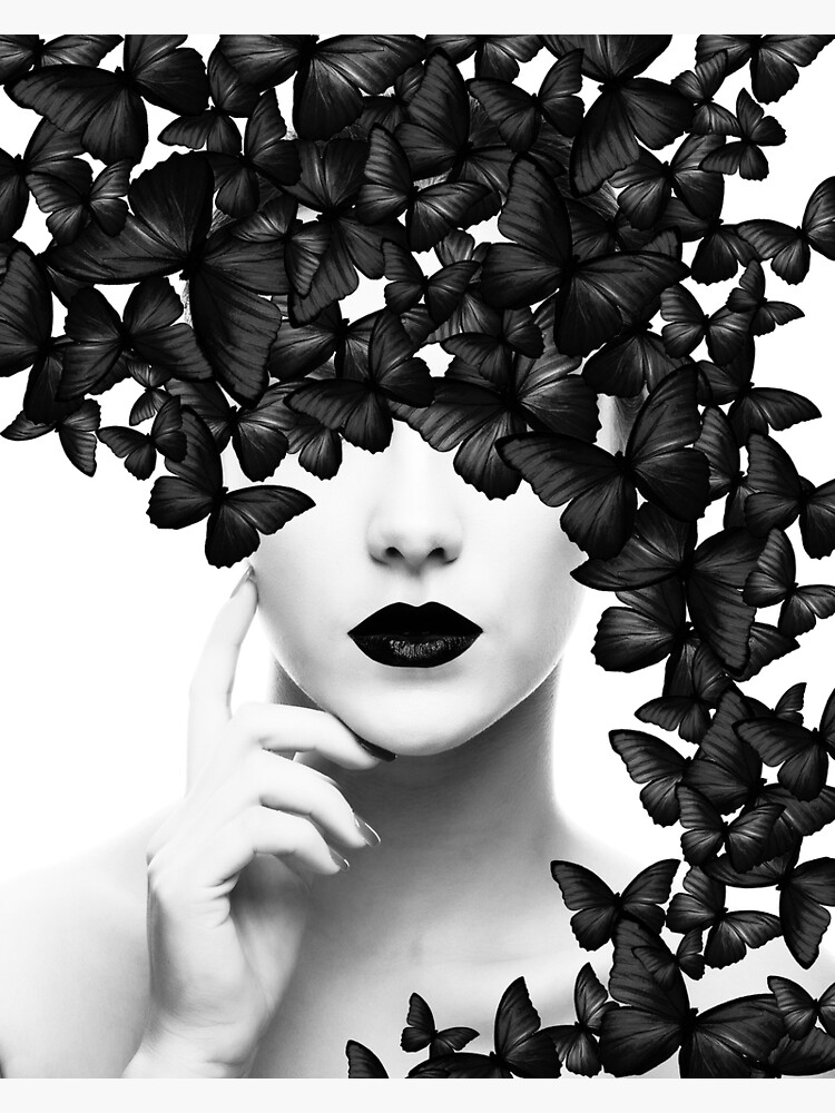 Woman, Girl, Butterflies, Lips print, Fashion art, Fashion print, Scandinavian art, Modern art, Wall art, Print, Minimalistic, Modern by juliaemelian