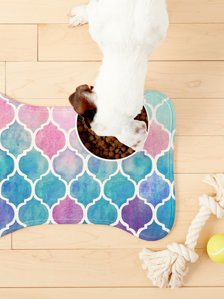 Alternate view of Rainbow Pastel Watercolor Moroccan Pattern Pet Mat
