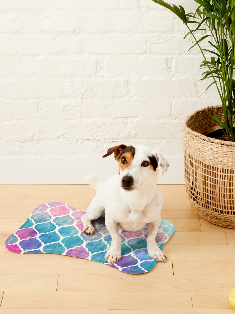 Alternate view of Rainbow Pastel Watercolor Moroccan Pattern Pet Mat
