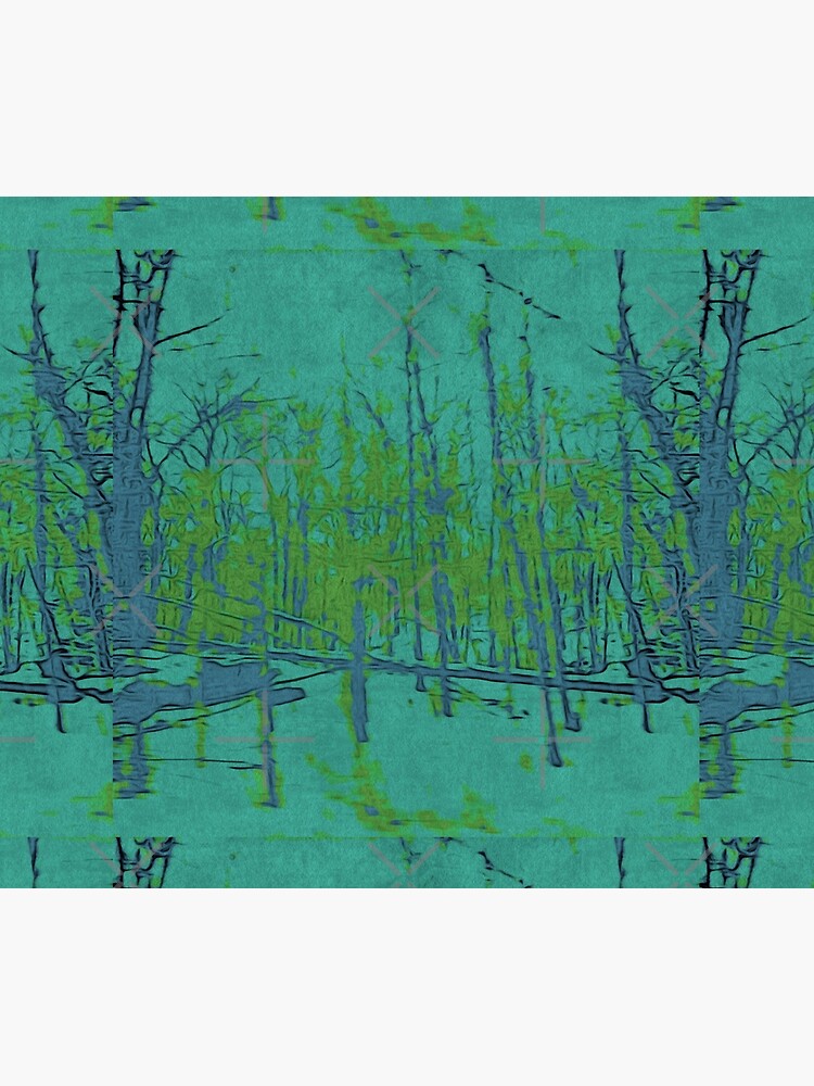 Nature Lovers Gift - Into the Woods - Teal Blue Green Abstract Nature Art by OneDayArt