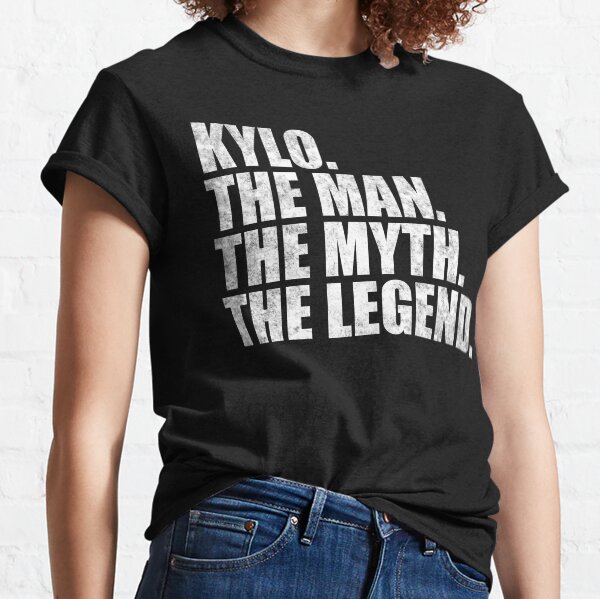 Vista previa del artículo con la obra «Kylo Nombre Kylo El hombre El mito La leyenda», diseñado y vendido por Teelogic.