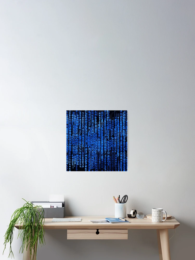 Thumbnail 2 of 3, Poster, Blue Computer Code designed and sold by TotallyRetroArt.