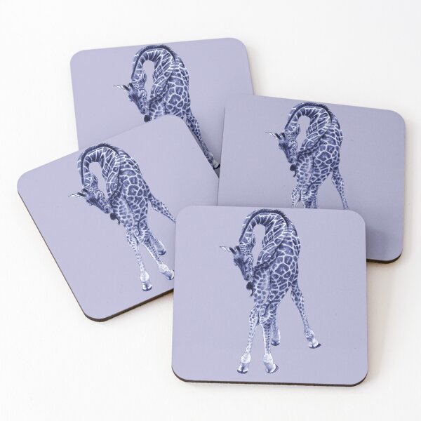 Item preview, Giraffe biting its tail - blue colorized version designed and sold by SylvieG18.