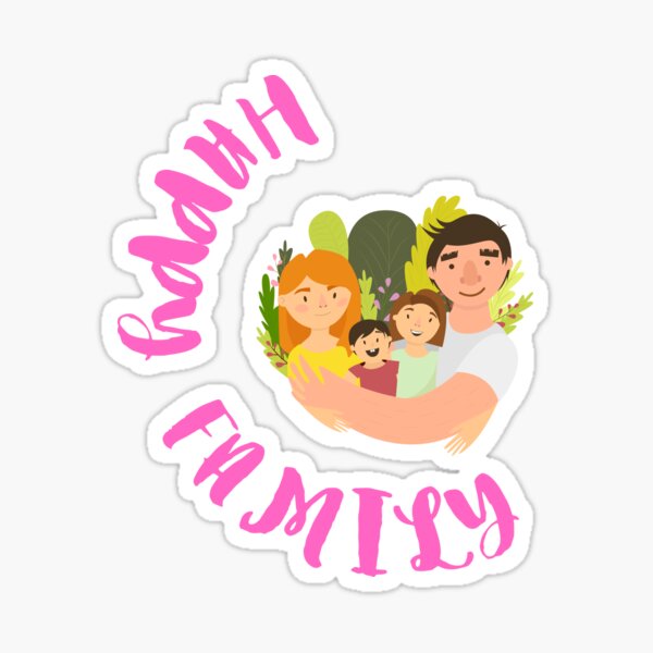 Happy Family  Sticker for Sale by ThreadVerseArt