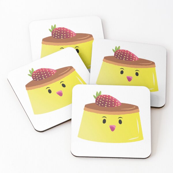 Item preview, Flan custard caramel strawberry pudding emoji illustration designed and sold by Kalin-Lyfe.