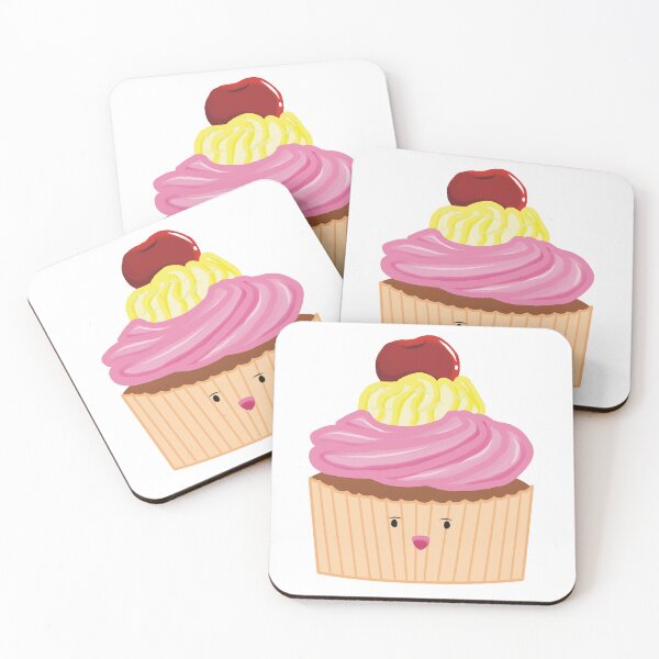 Item preview, Pink strawberry and vanilla cream cherry cupcake emoji illustration designed and sold by Kalin-Lyfe.
