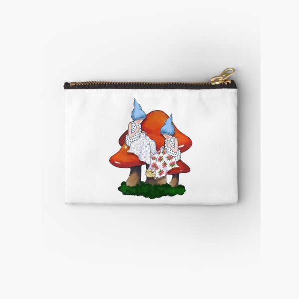 Item preview, Gnomes Sewing: Gnome Girls on Toadstools, Fantasy Art designed and sold by JoyfulWhimsy.