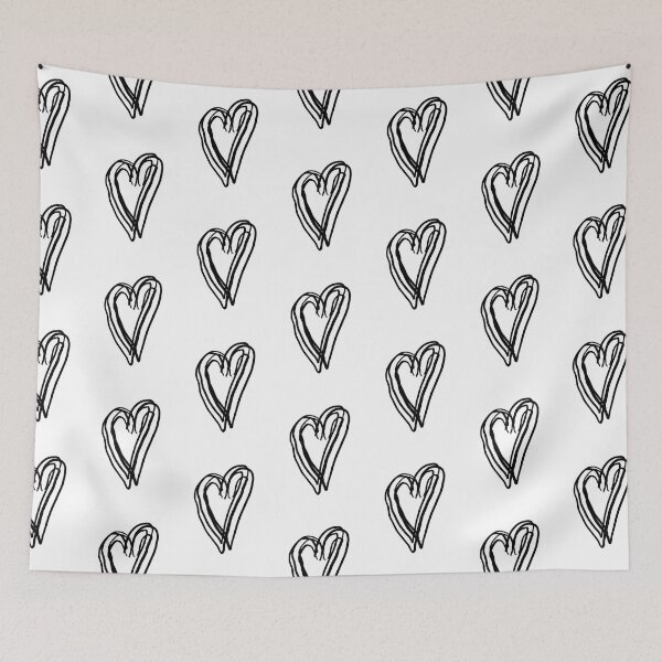Item preview, Cute Doodle Heart Sketch Simple Abstract Modern Minimalist Contemporary Kids Simple Black and White  designed and sold by hopecope.