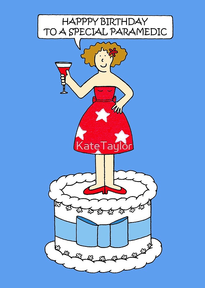 Ambulancier Joyeux Anniversaire Dame De La Bande Dessinee Sur Un Gateau Par Katetaylor Redbubble