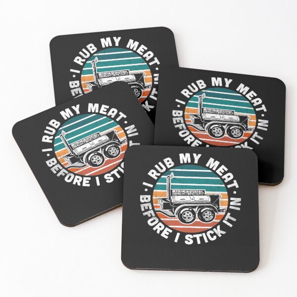 Item preview, BBQ Dad Offset Smoker Pit Accessory I Rub My Meat Funny text designed and sold by theresamorelli.