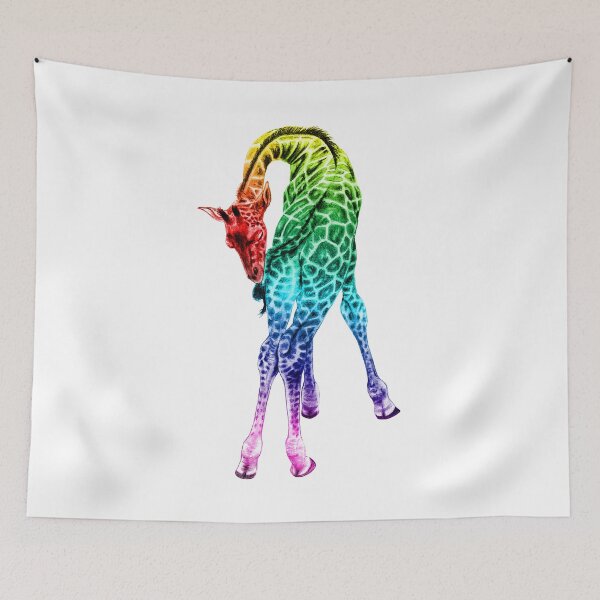 Item preview, Giraffe biting its tail - rainbow colorized version 1 designed and sold by SylvieG18.