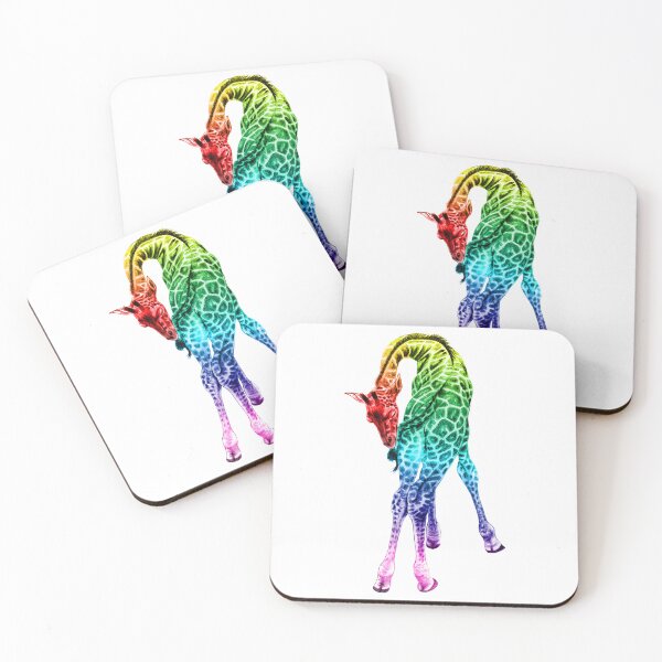 Item preview, Giraffe biting its tail - rainbow colorized version 1 designed and sold by SylvieG18.