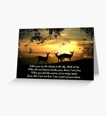 Sympathy Poem with Deer In Sunrise Greeting Card