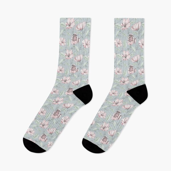 Item preview, Fine Art Vintage Luxury Hand Drawn Floral Light Green and Pink Pattern designed and sold by TeeBeesDesign.