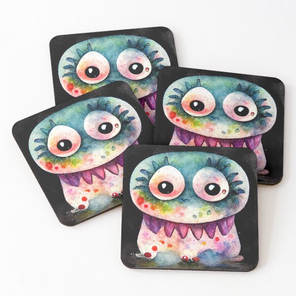 Item preview, Jeff the Monster - Whimsical watercolor cute monster with black background designed and sold by pixelista.