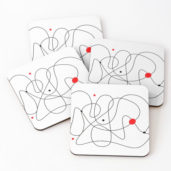 Item preview, Minimalist Line Art Abstract Black White And Red designed and sold by art64.