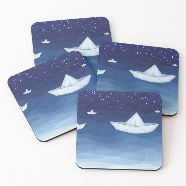 Item preview, Five sailboats, blue watercolor designed and sold by VApinx.