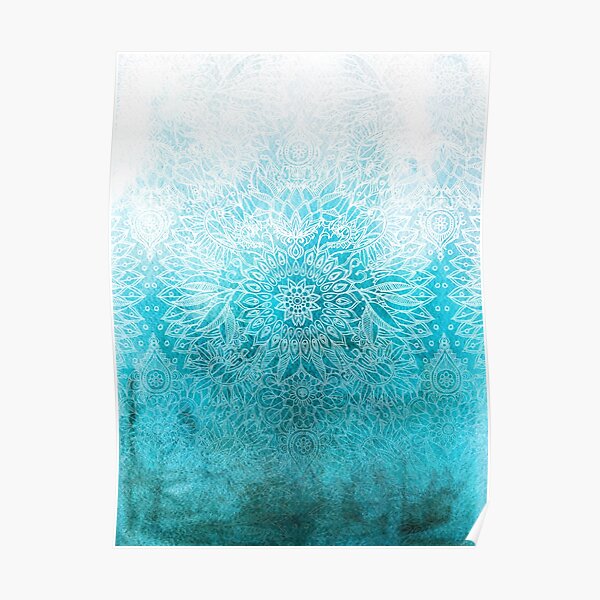 Fade to Teal - watercolor + doodle Poster