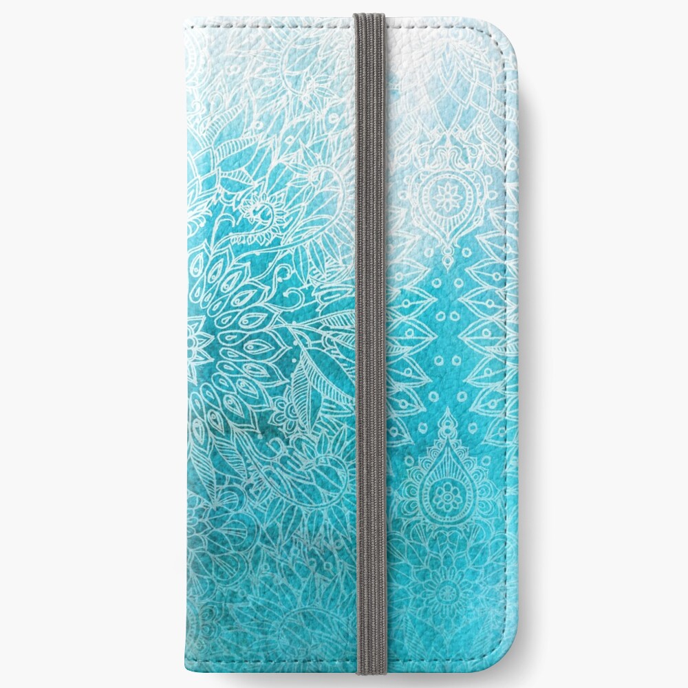 Fade to Teal - watercolor + doodle iPhone Wallet