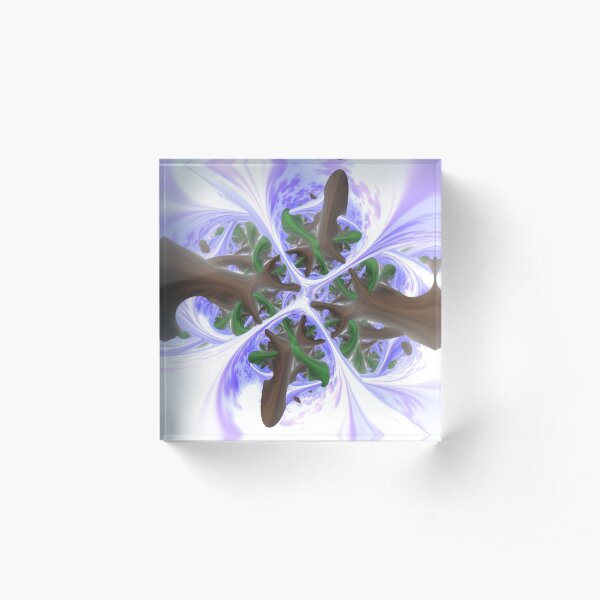 Foggy Dawn (Under The Trees) by Spaced Painter Acrylic Block