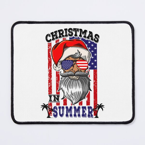 Item preview, Christmas in Summer Santa with Sunglasses Vintage American Flag designed and sold by JUSTBEELEGANT.