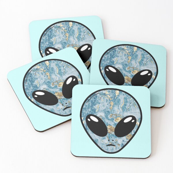 Item preview, Alien head - Blue gold marble skin designed and sold by AreaStickers.