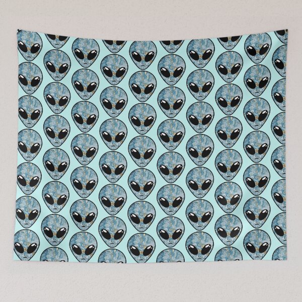 Item preview, Alien head - Blue gold marble skin designed and sold by AreaStickers.