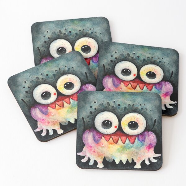Item preview, Herbert the whimsical watercolor cute monster with black background designed and sold by pixelista.