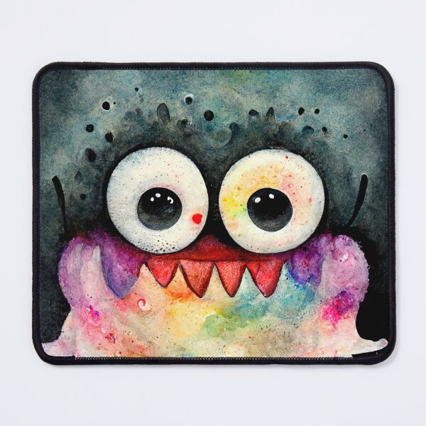 Item preview, Herbert the whimsical watercolor cute monster with black background designed and sold by pixelista.