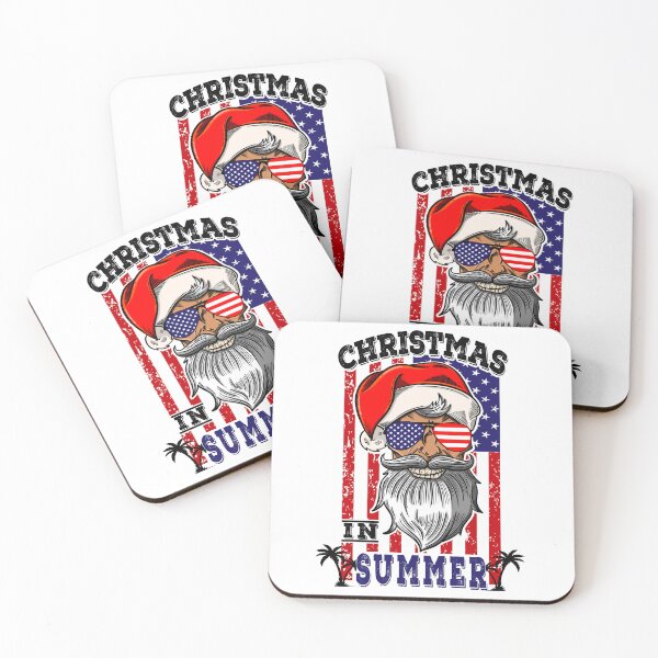 Item preview, Christmas in Summer Santa with Sunglasses Vintage American Flag designed and sold by JUSTBEELEGANT.
