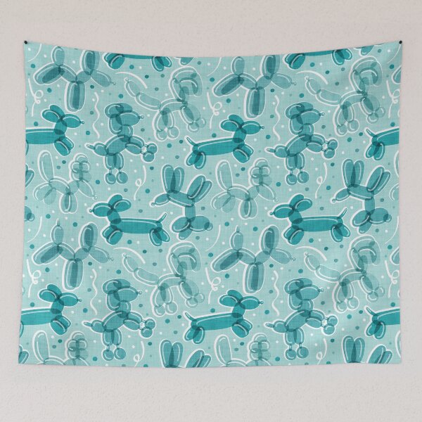 Item preview, Let's pawty! // aqua background monochromatic aqua mint and teal fun balloon dogs and confetti designed and sold by SelmaCardoso.