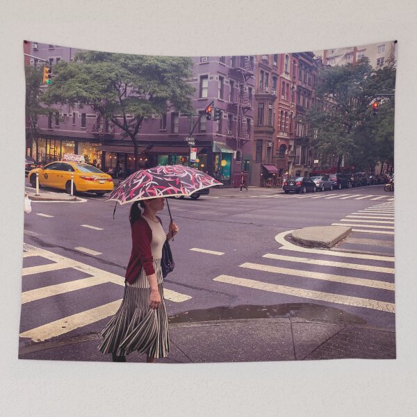 Item preview, Girl Rainy Day City Street Upper West Side Manhattan NYC designed and sold by eleonoraingrid.