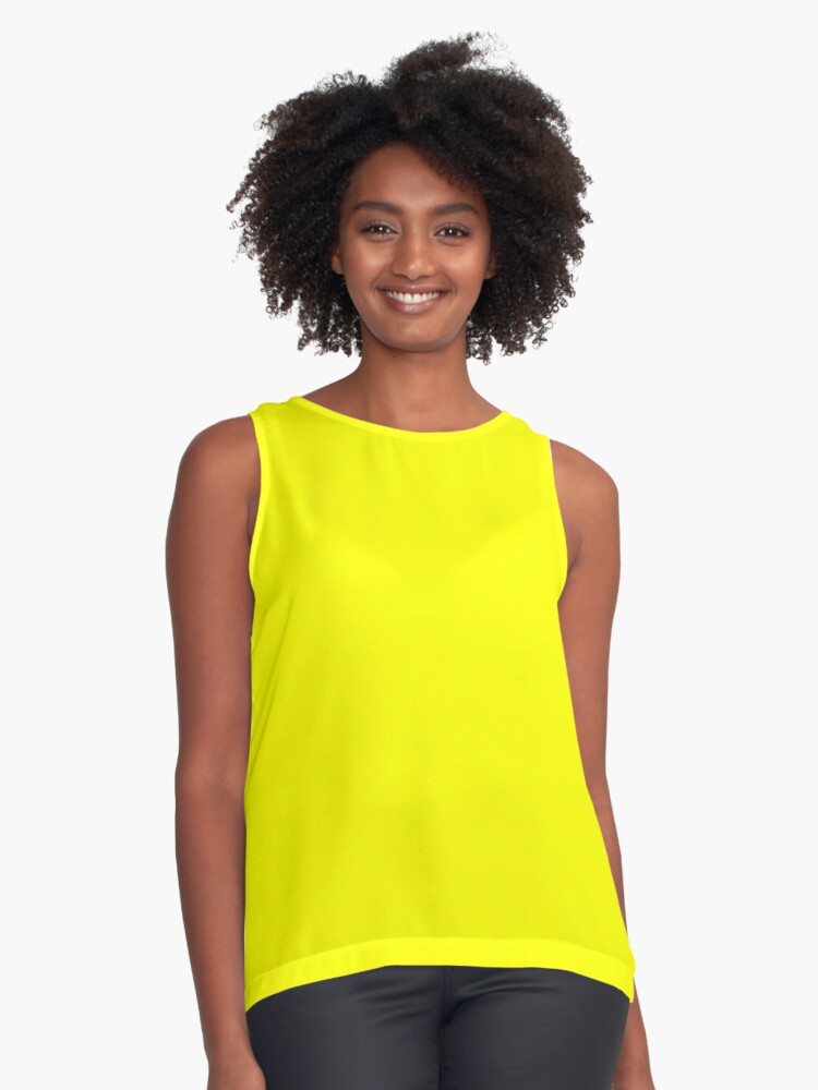 Neon fluorescent Yellow, Yellow, neon Yellow/Fluro Yellow Sleeveless Top  for Sale by ozcushions