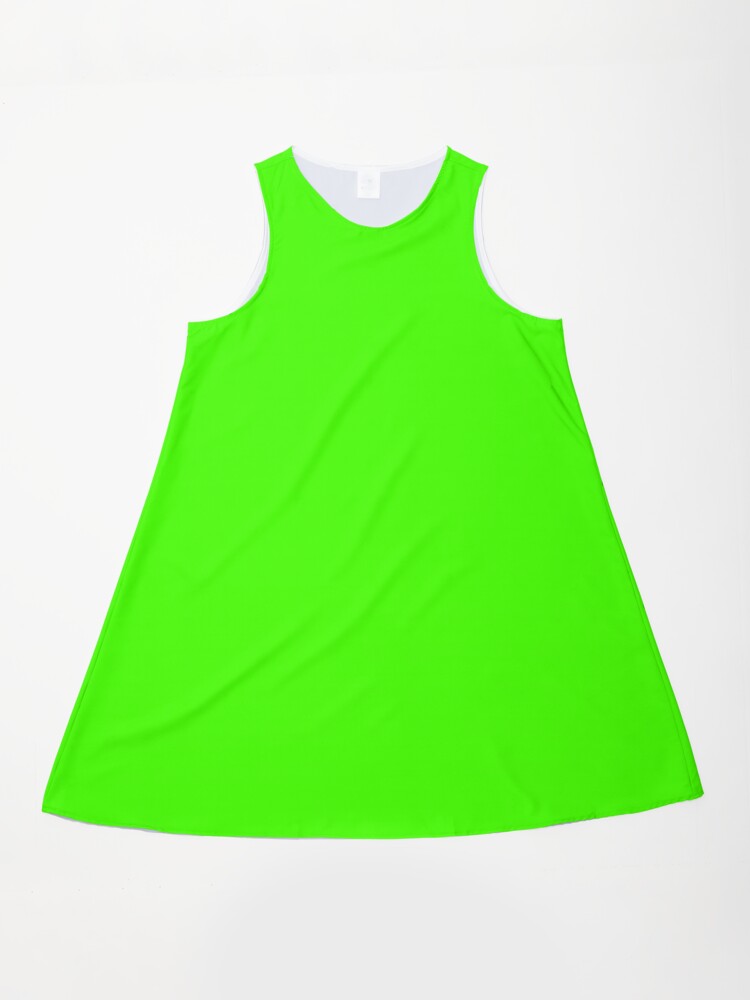 Plain Solid Color Neon Fluroescent Green Pantone A-Line Dress