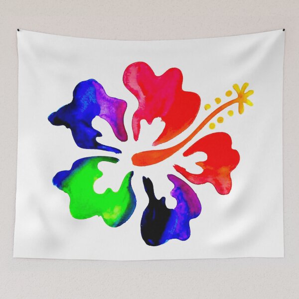 Artikelvorschau, Regenbogen-Hibiskus entworfen und verkauft von PaintedbyCarol.