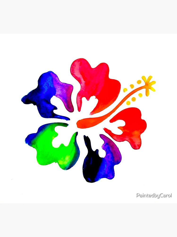 "Rainbow Hibiscus" Sticker for Sale by PaintedbyCarol Redbubble