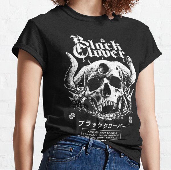 T-shirt de trèfle noir de crâne de démon T-shirt classique