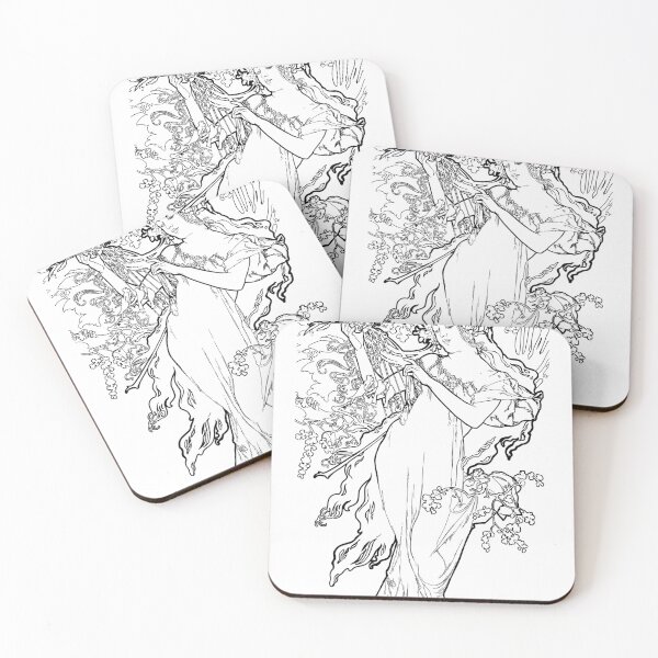 Item preview, Alphonse Mucha Coloring Book Page designed and sold by AlienPharaoh.