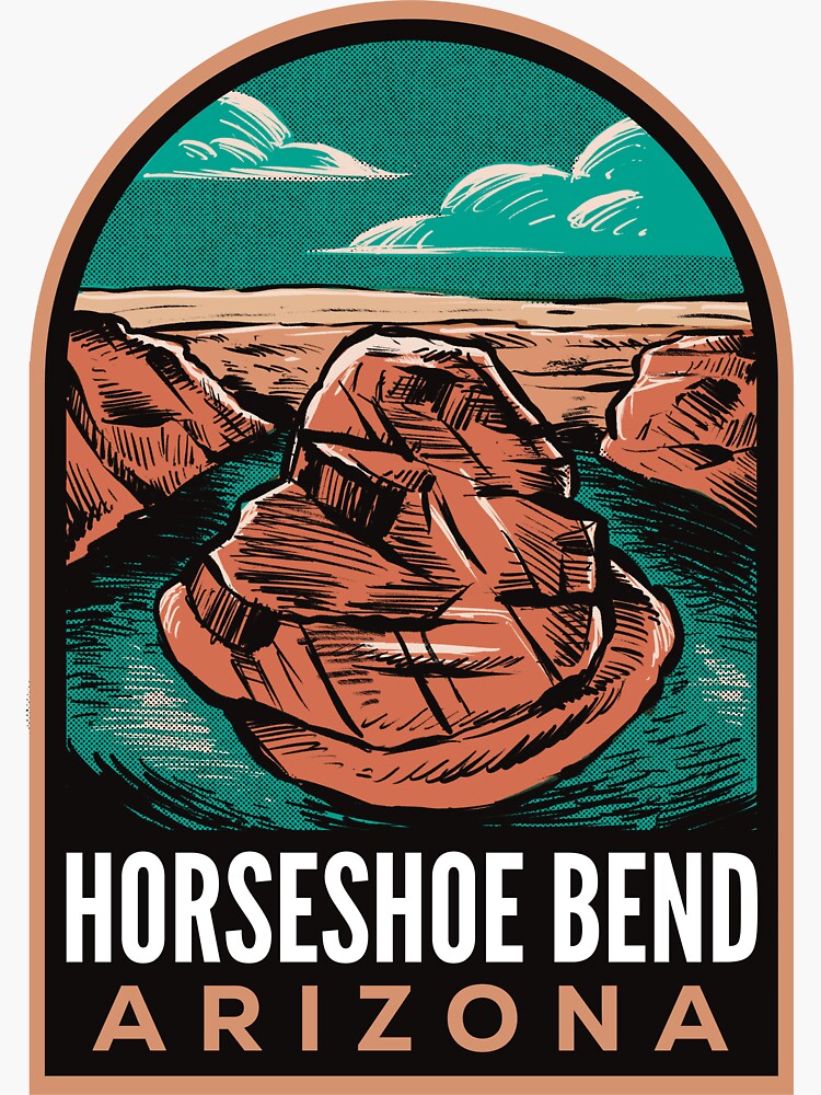 Thumbnail 3 of 3, Sticker, Horseshoe Bend Arizona Vintage designed and sold by halpindesignco.