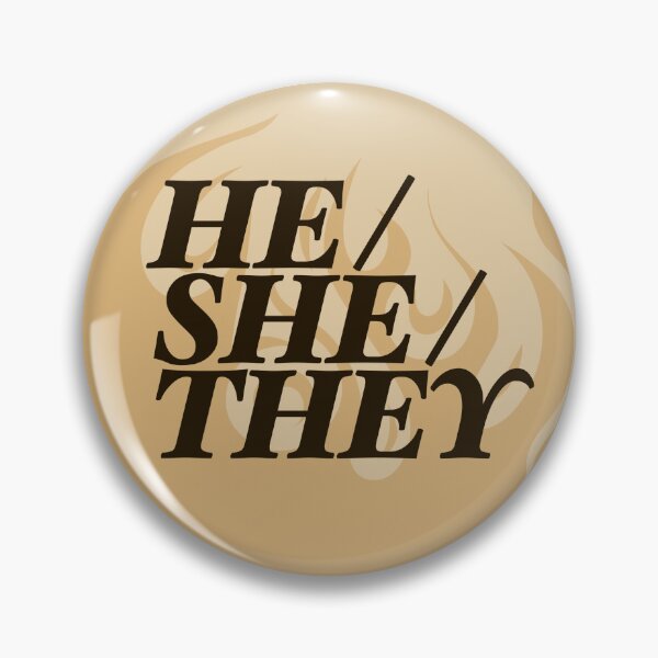 Item preview, He/She/They Flaming Pronoun Pin (Beige) designed and sold by Very-Ghoul.