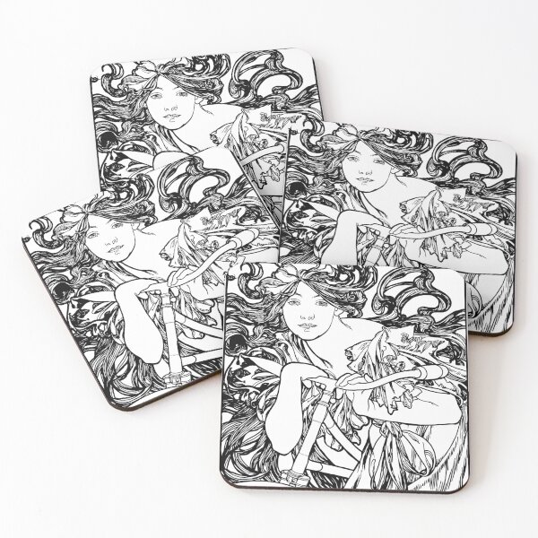 Item preview, Alphonse Mucha Coloring Book Page designed and sold by AlienPharaoh.
