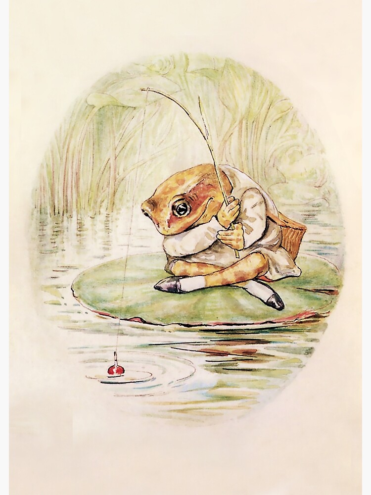 Beatrix Potter Vintage Mr. Jeremy Fisher Frog on Lilly Pad Illustration   Sticker for Sale by Pinkmagenta