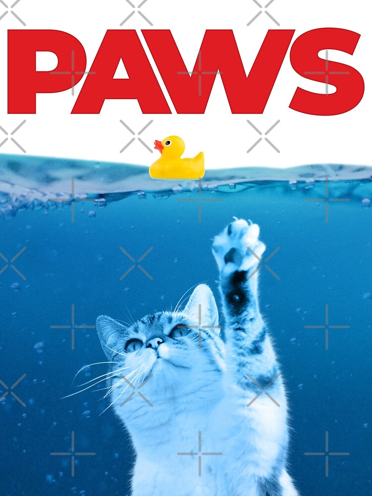 Paws Cat and Yellow Rubber Duck Funny Parody Poster