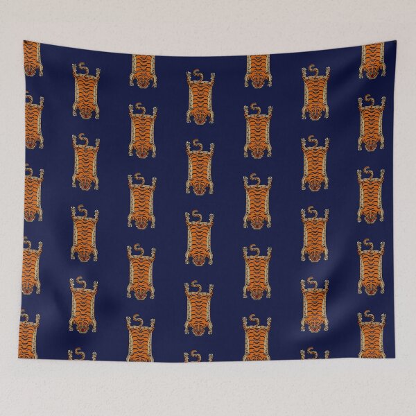 Item preview, TIBETAN TIGER RUG-navy blue designed and sold by BEATRIZ ABAITUA.