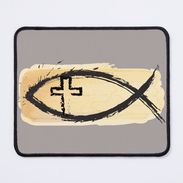 Item preview, Kopie von Splashy Ichtys Fish and Cross on Blue designed and sold by Faith-NatureArt.