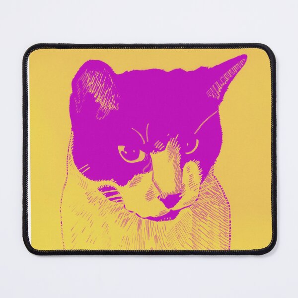 Item preview, Tengu the pet cat is cute and cuddly artwork (yellow/purple) designed and sold by DMcK Designs.
